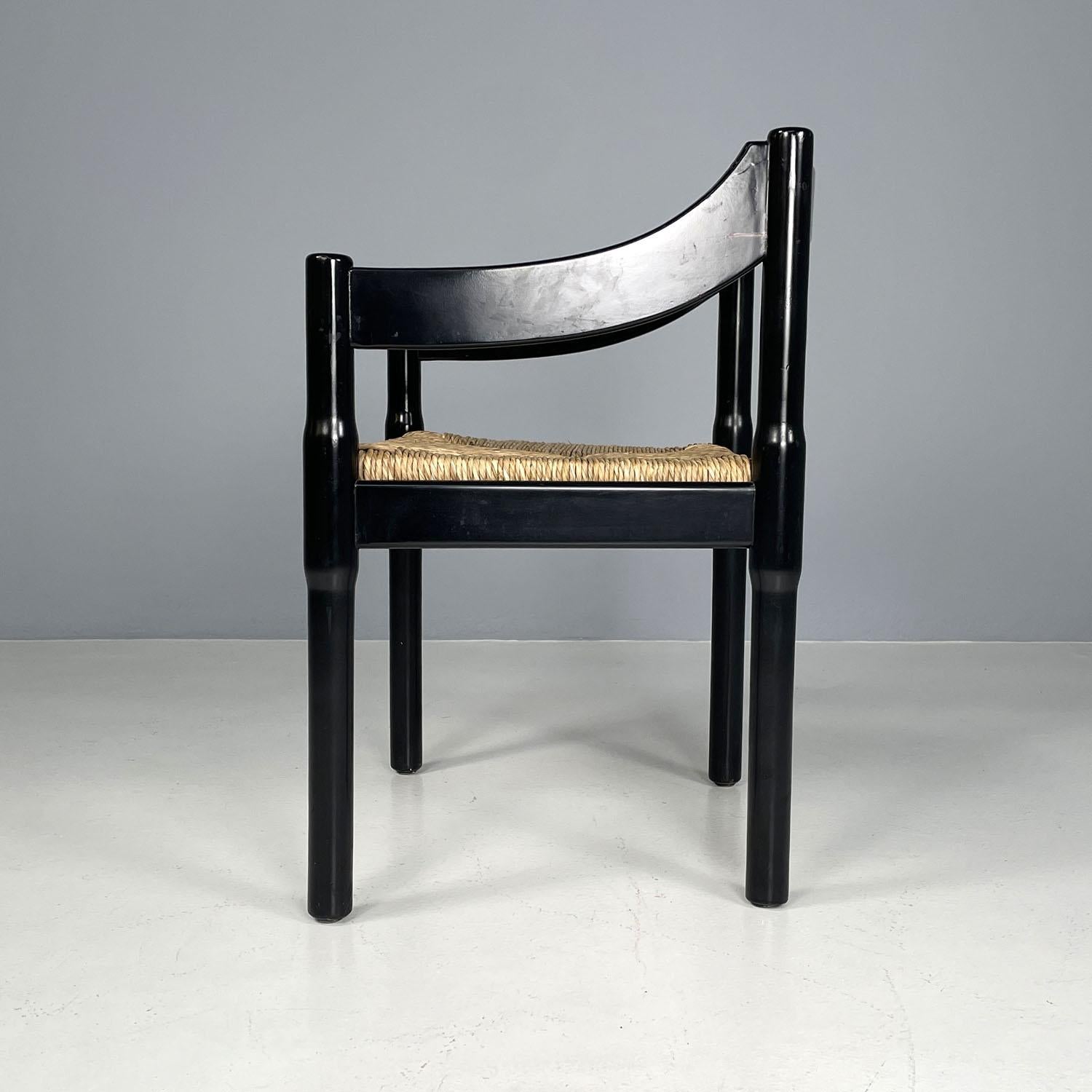 Late 20th Century Italian modern black wood chairs Carimate by Vico Magistretti for Cassina, 1970s