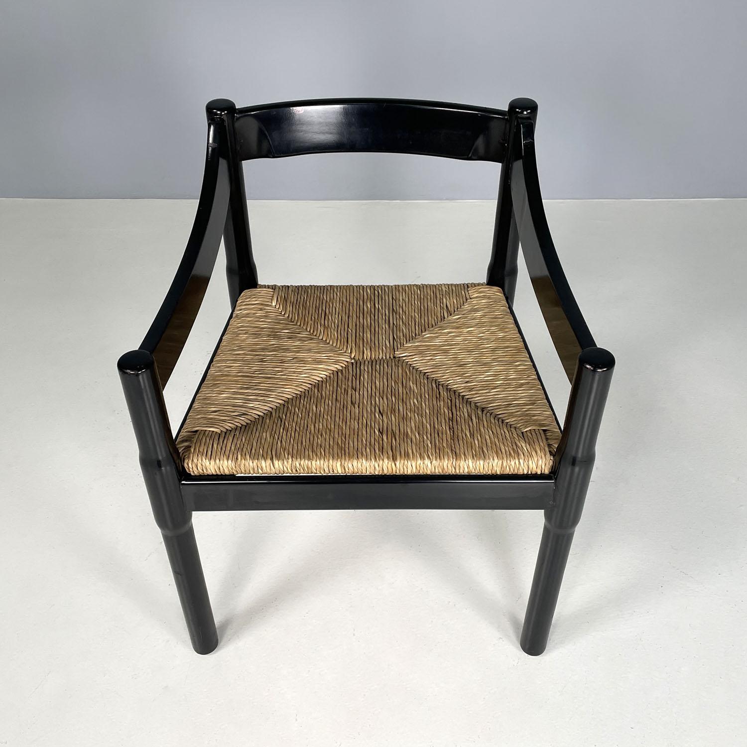 Italian modern black wood chairs Carimate by Vico Magistretti for Cassina, 1970s 1