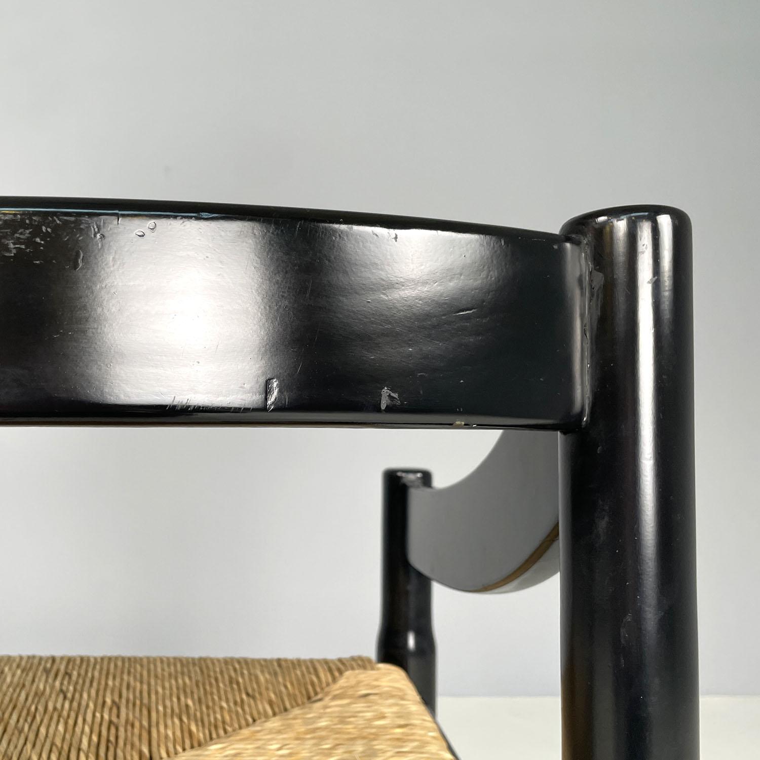 Italian modern black wood chairs Carimate by Vico Magistretti for Cassina, 1970s 3