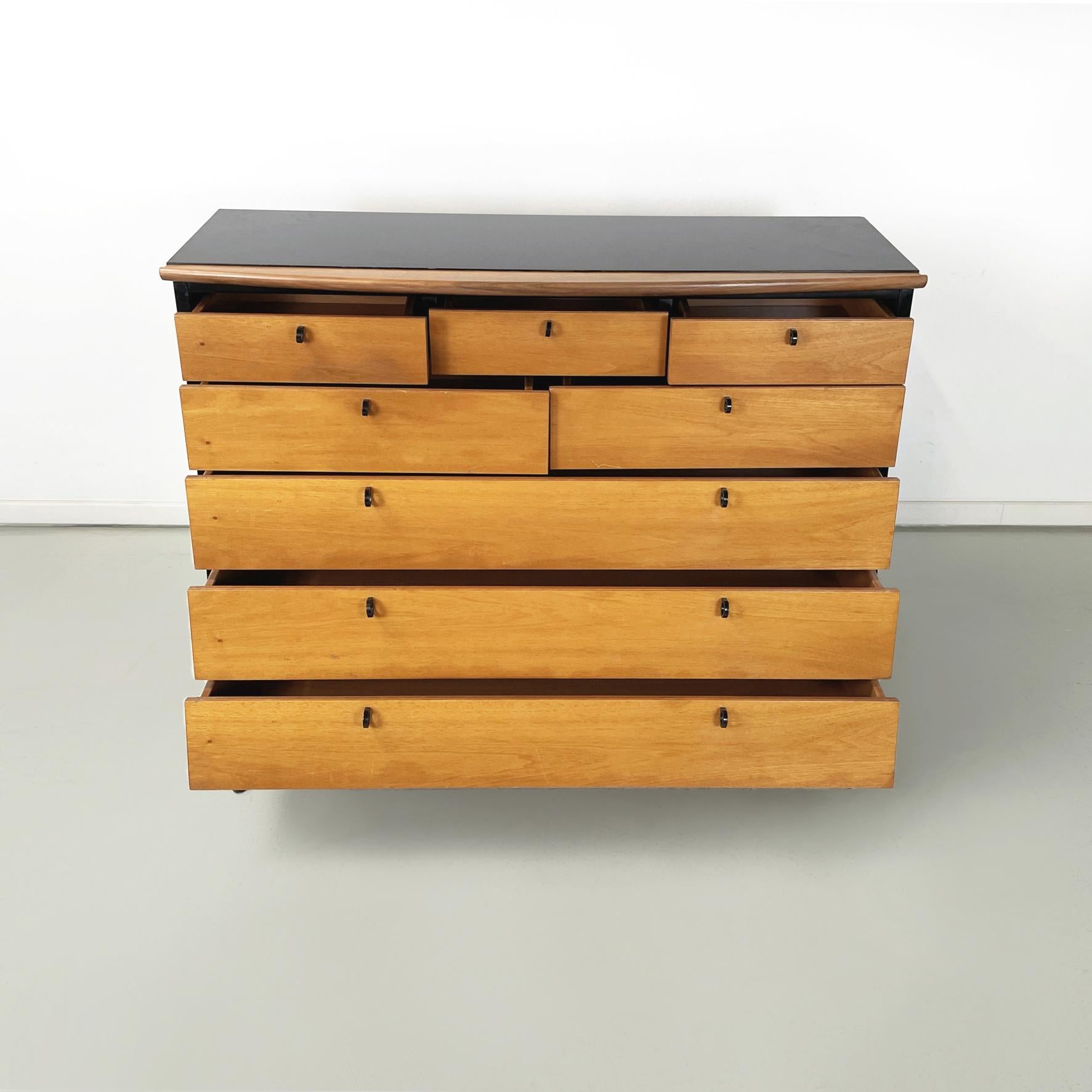 Modern Italian modern black wood Chest of drawers by Umberto Asnago for Giorgetti 1980s For Sale