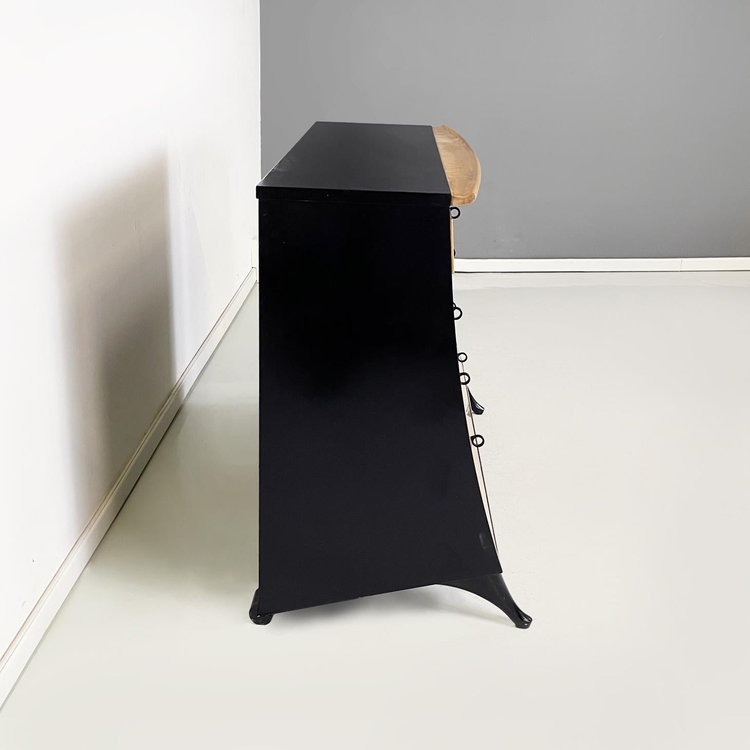 Italian modern black wood Chest of drawers by Umberto Asnago for Giorgetti 1980s In condizioni buone in vendita a MIlano, IT