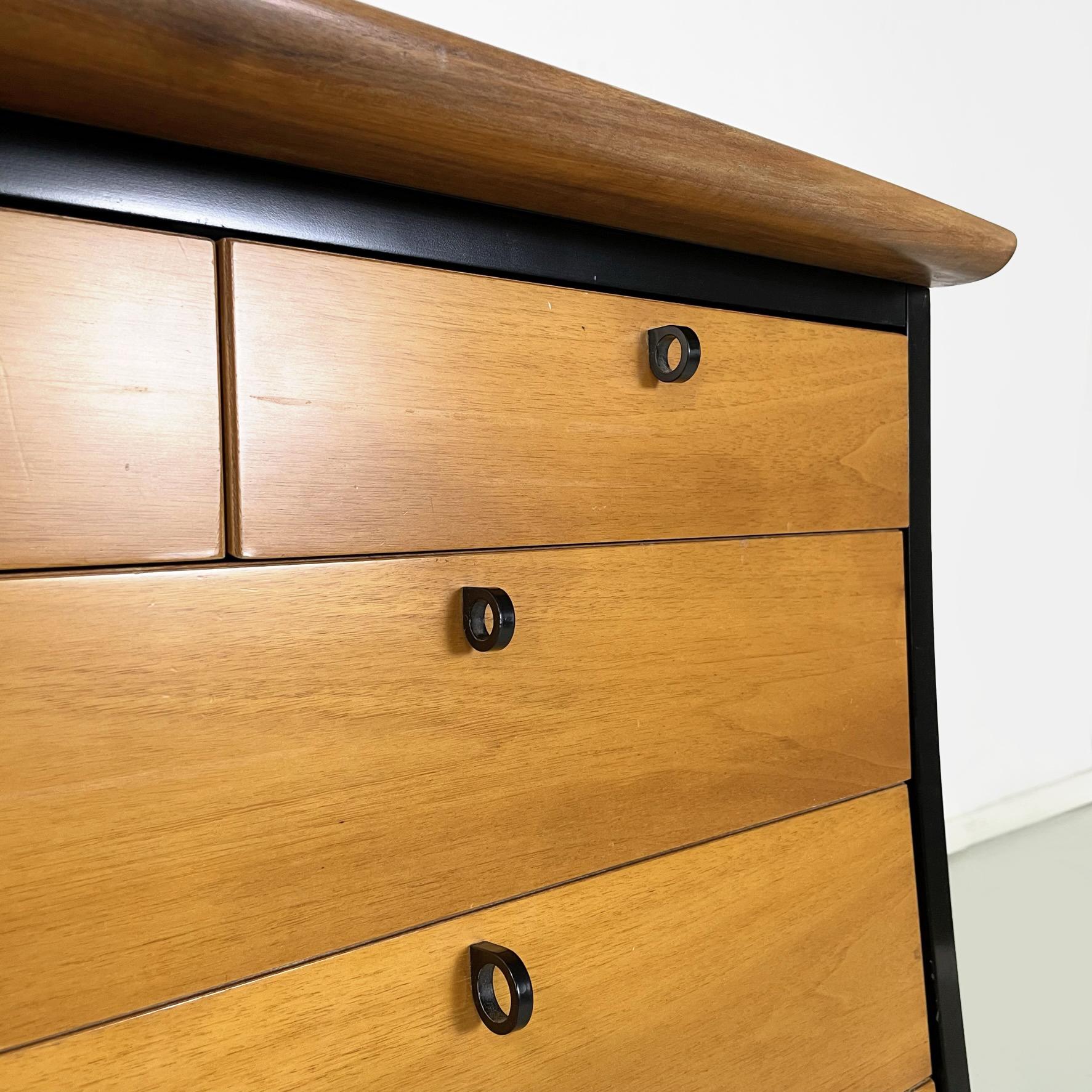 Wood Italian modern black wood Chest of drawers by Umberto Asnago for Giorgetti 1980s For Sale