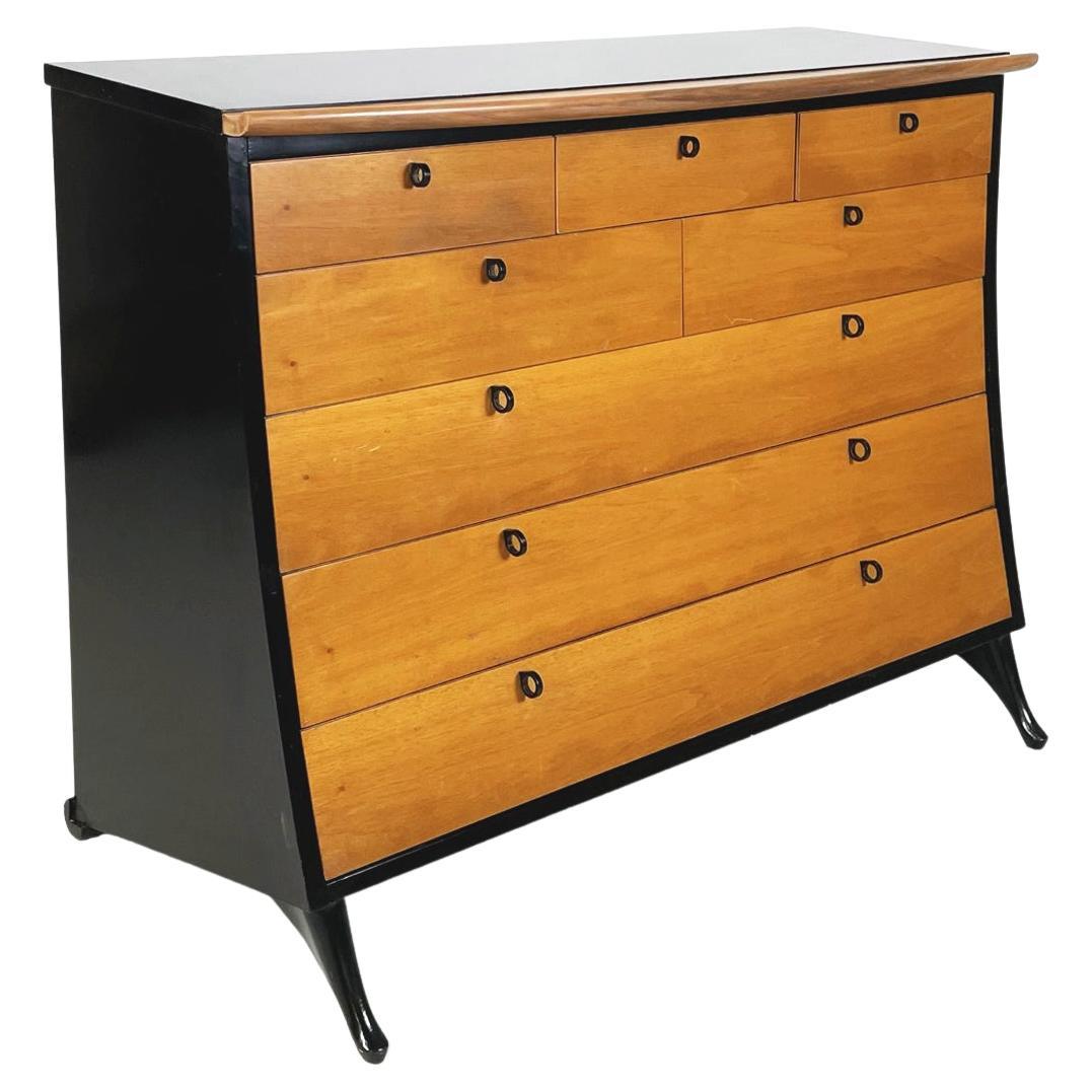 Italian modern black wood Chest of drawers by Umberto Asnago for Giorgetti 1980s