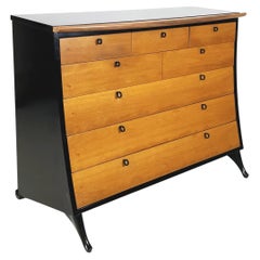 Vintage Italian modern black wood Chest of drawers by Umberto Asnago for Giorgetti 1980s