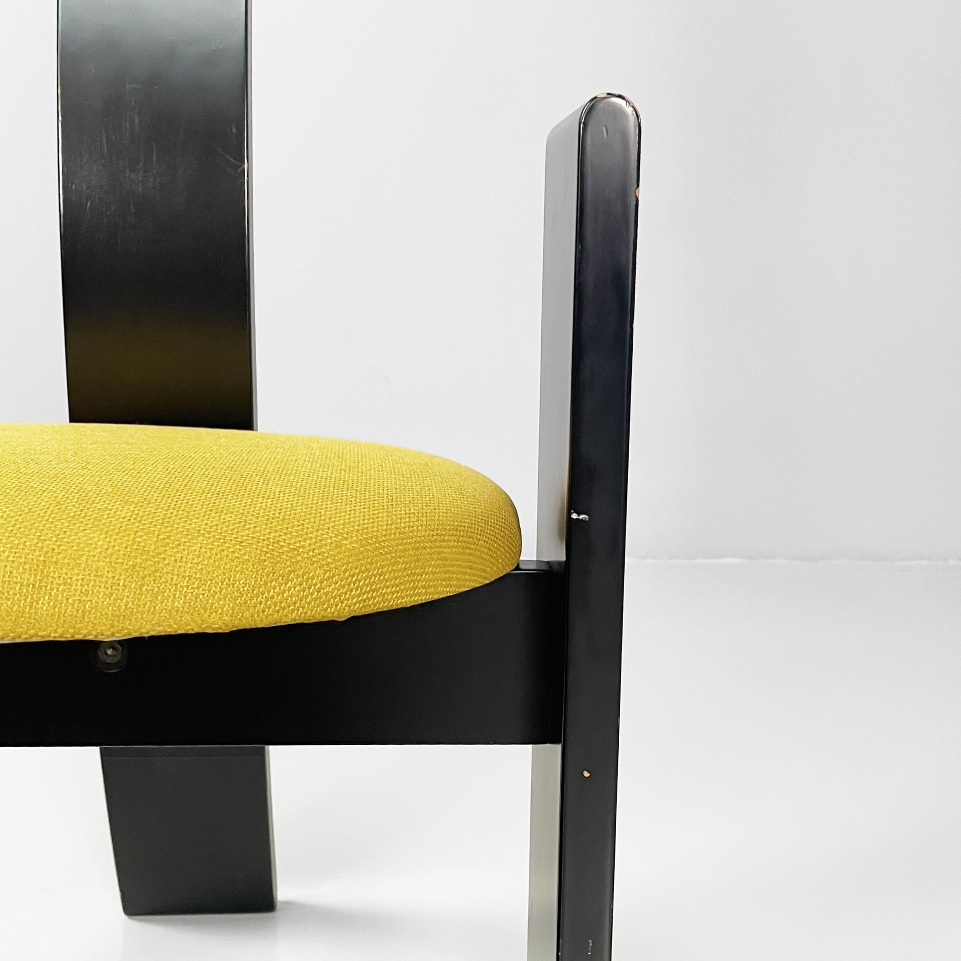 Italian modern black wood fabric chairs Golem Vico Magistretti Poggi, 1970s in vendita 4