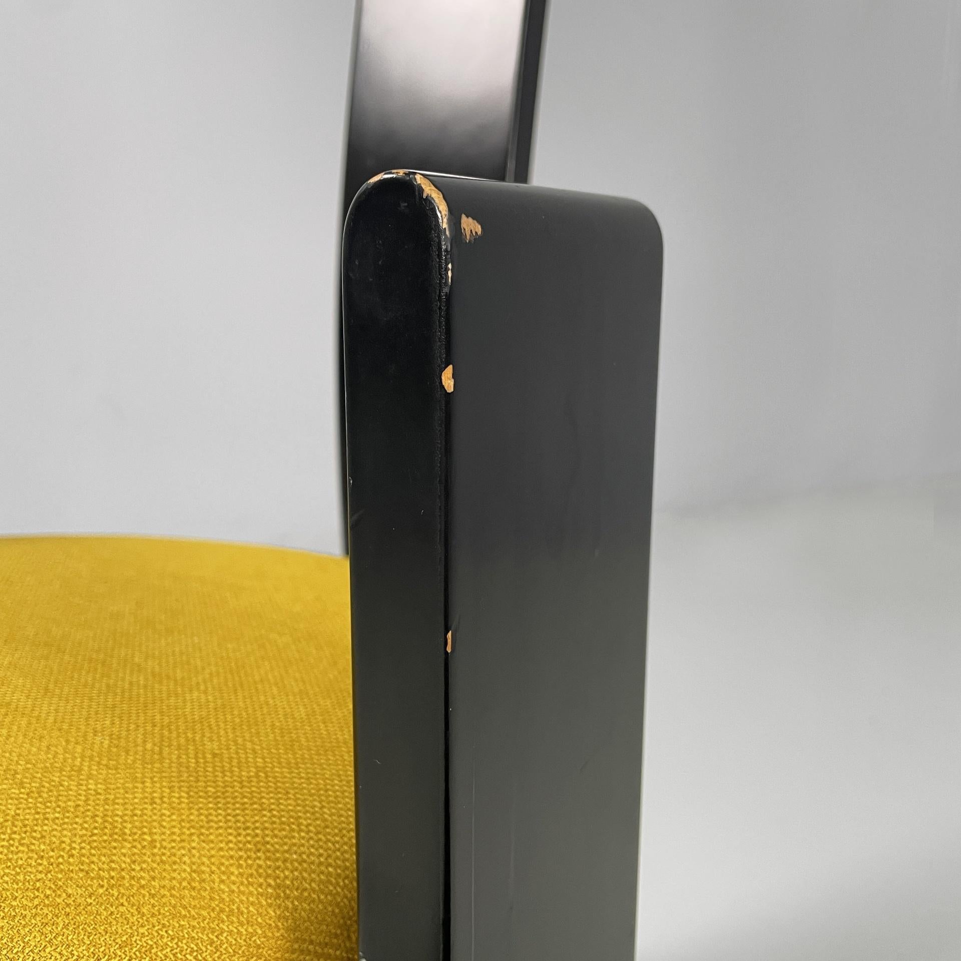 Italian modern black wood fabric chairs Golem Vico Magistretti Poggi, 1970s in vendita 5