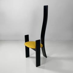 Italian modern black wood fabric chairs Golem Vico Magistretti Poggi, 1970s