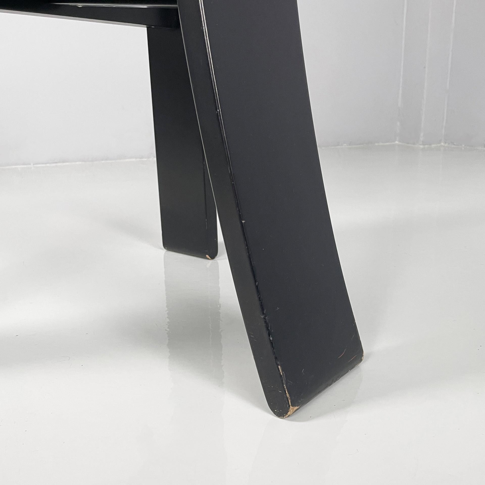 Italian modern black wood fabric chairs Golem Vico Magistretti Poggi, 1970s in vendita 14