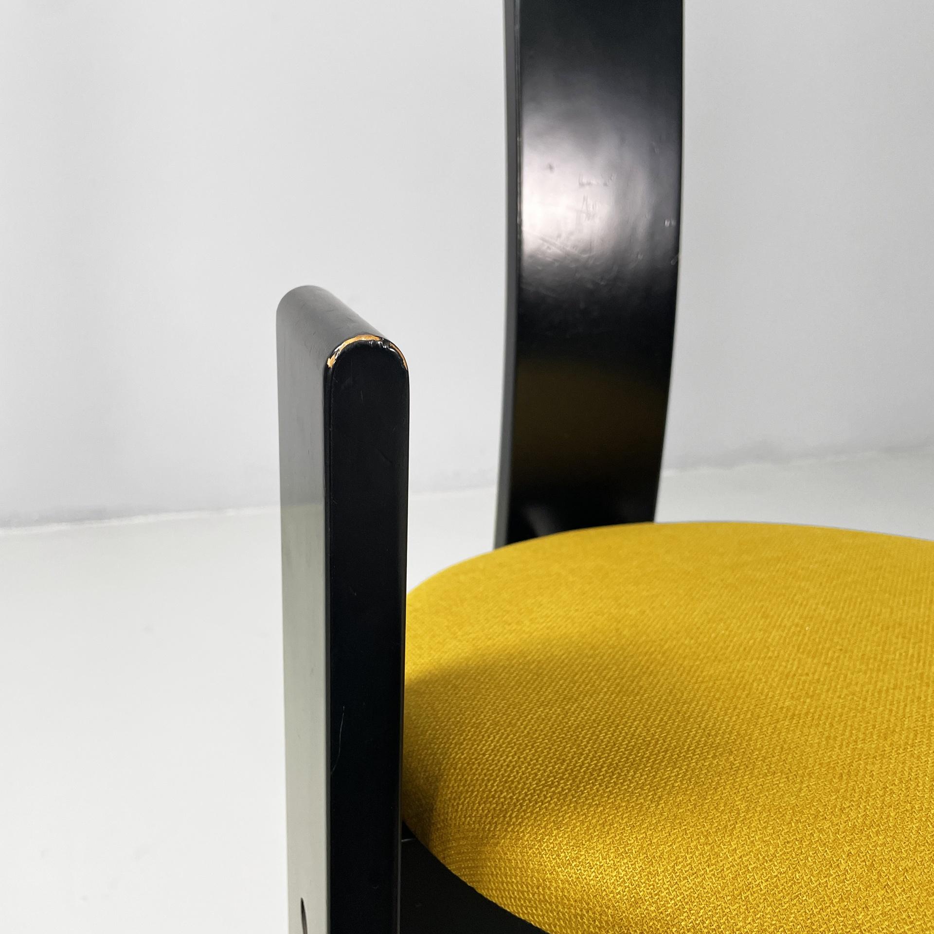 Italian modern black wood fabric chairs Golem Vico Magistretti Poggi, 1970s in vendita 2