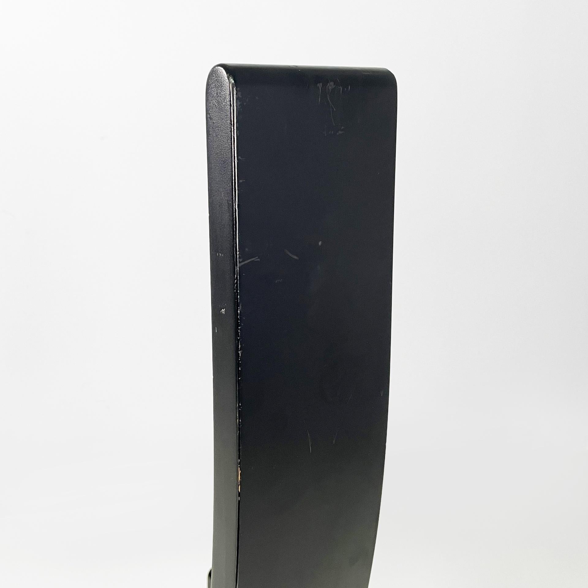 Italian modern black wood leather chairs Golem Vico Magistretti Poggi, 1970s in vendita 6