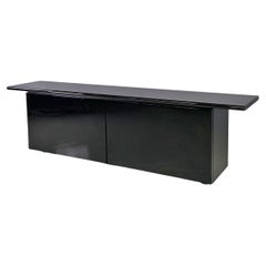 Italian modern black wood Sheraton sideboard by Giotto Stoppino, Acerbis 1980s