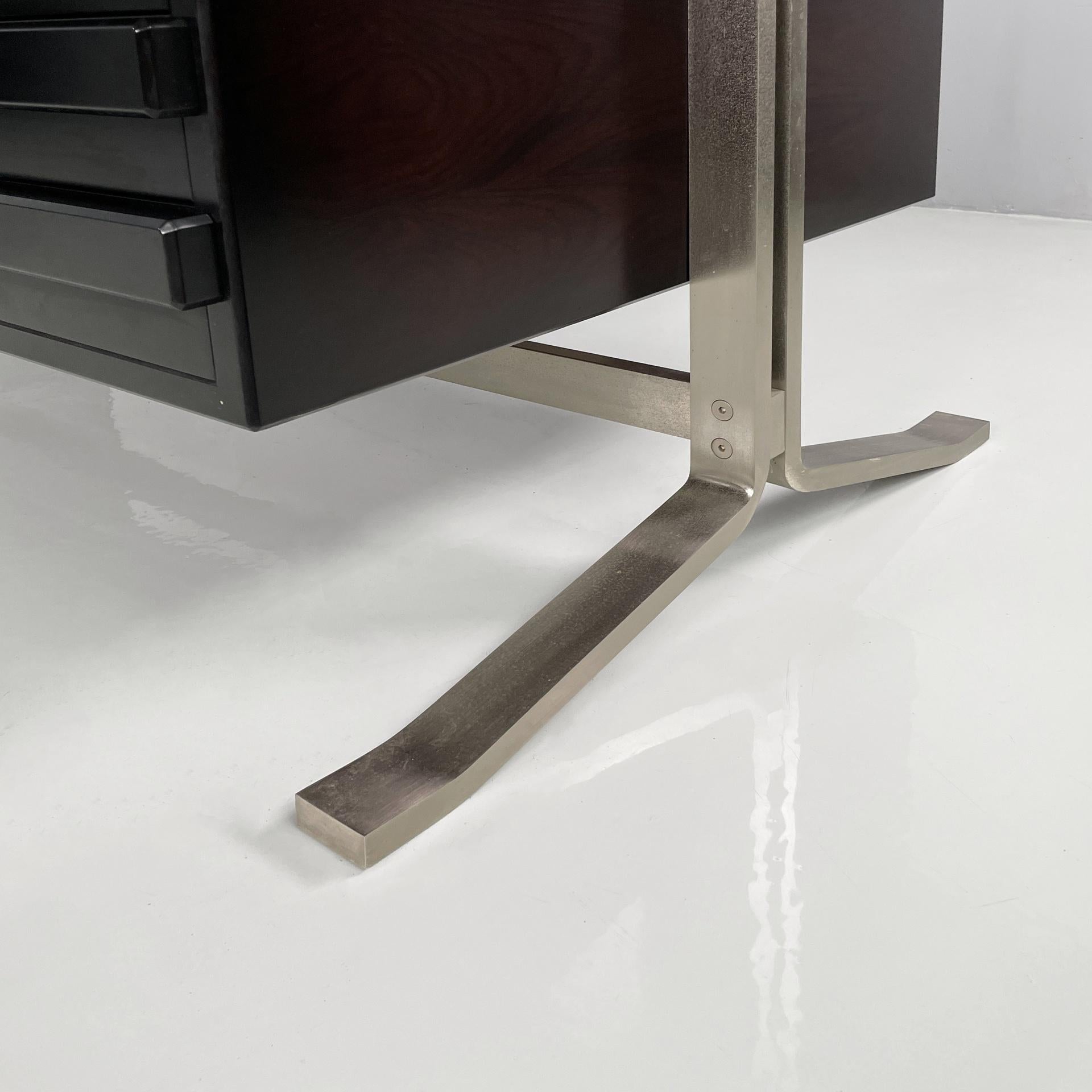 Moderner italienischer Schreibtisch aus schwarzem Holz, Stahl und Rauchglas von Formanova, 1970er Jahre im Angebot 12