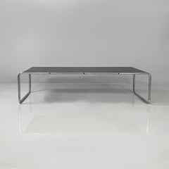 Italian modern black wood steel coffee table Laccio Marcel Breuer Gavina, 1970s