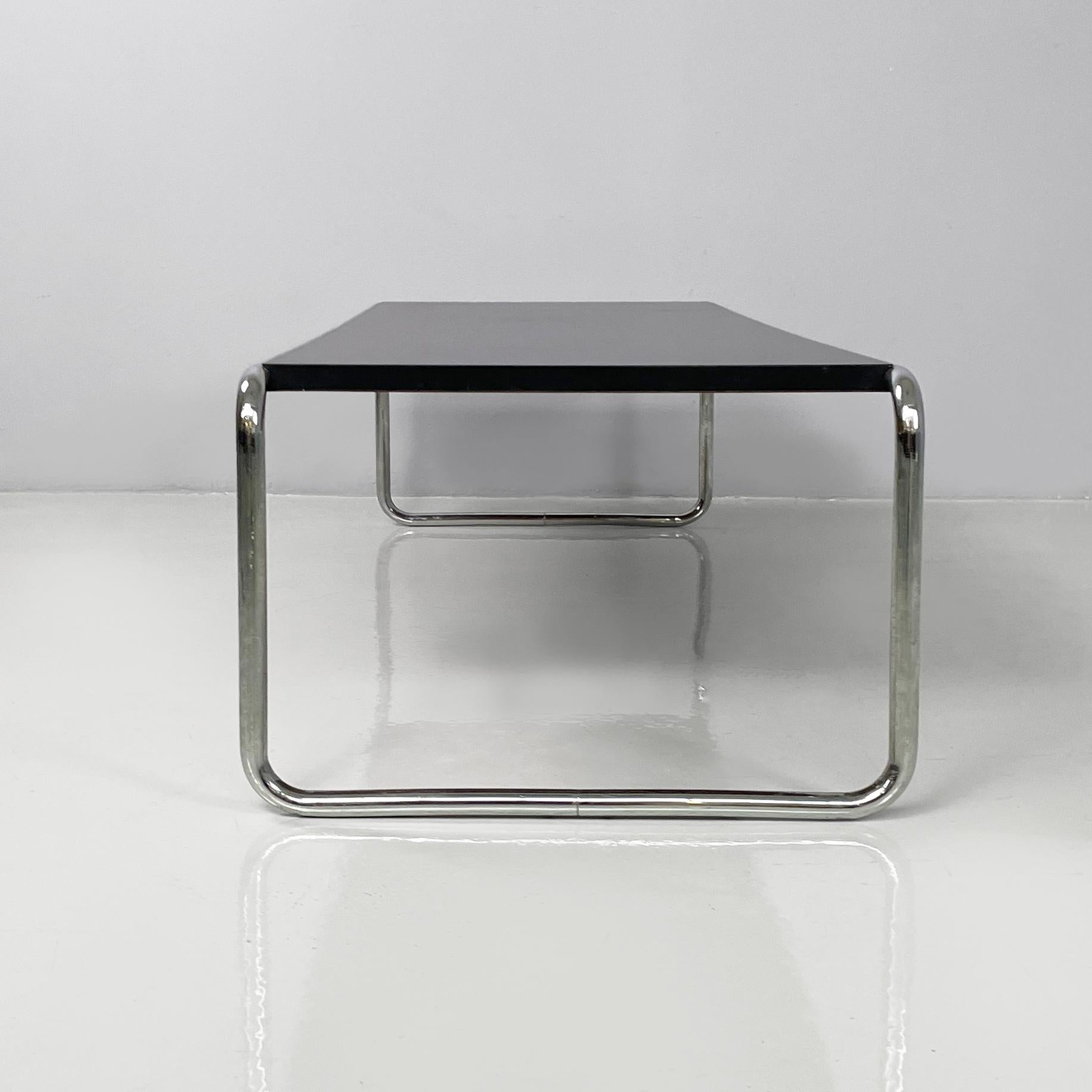 Modern Italian modern black wood steel coffee table Laccio Marcel Breuer Gavina, 1970s For Sale