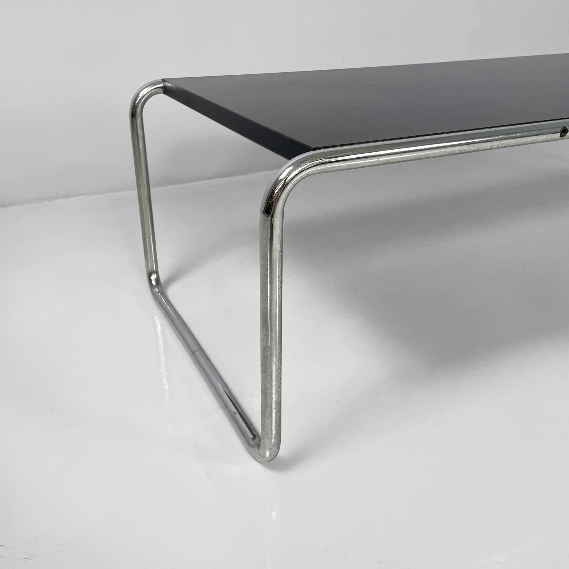 Italian modern black wood steel coffee table Laccio Marcel Breuer Gavina, 1970s In Distressed Condition For Sale In MIlano, IT