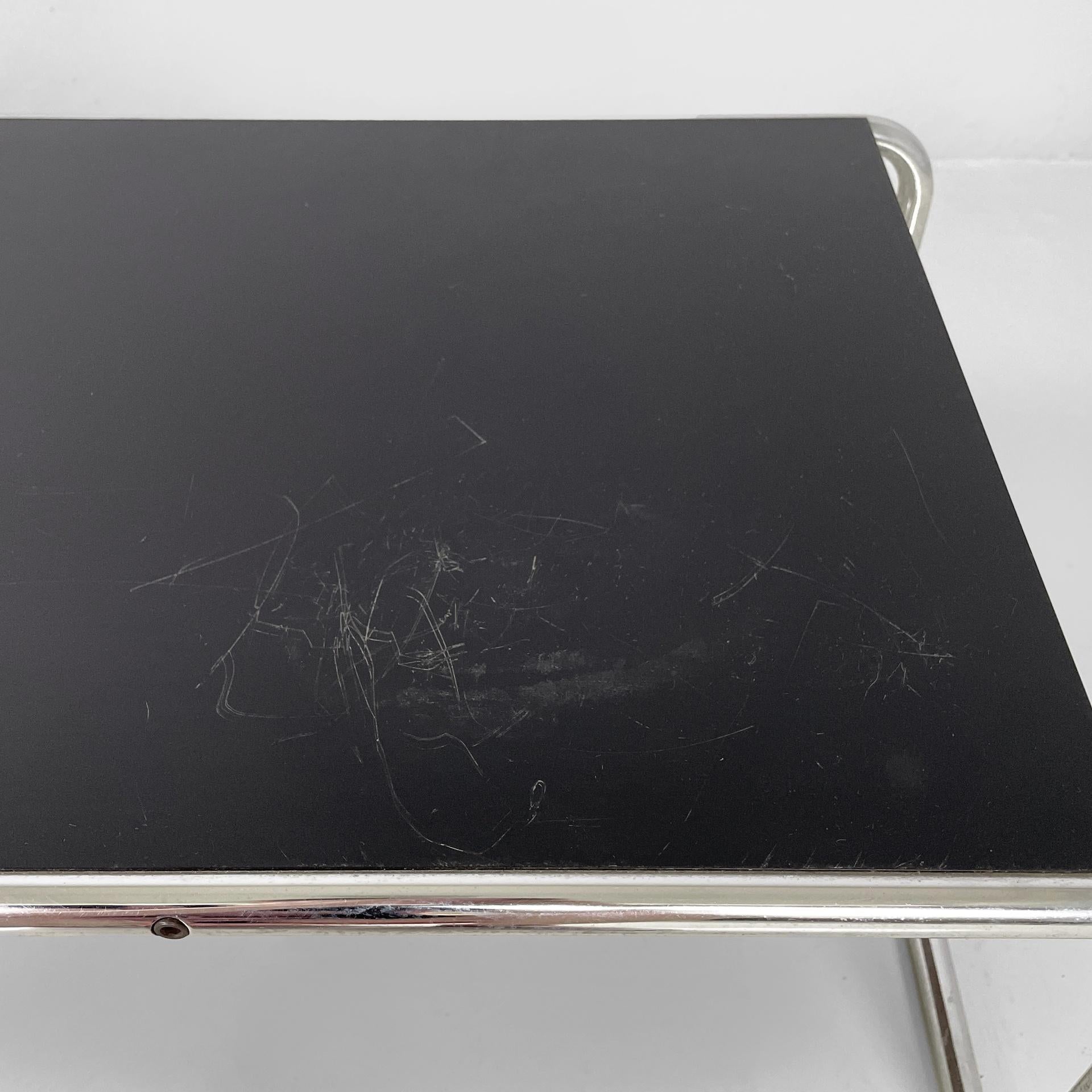 Late 20th Century Italian modern black wood steel coffee table Laccio Marcel Breuer Gavina, 1970s For Sale