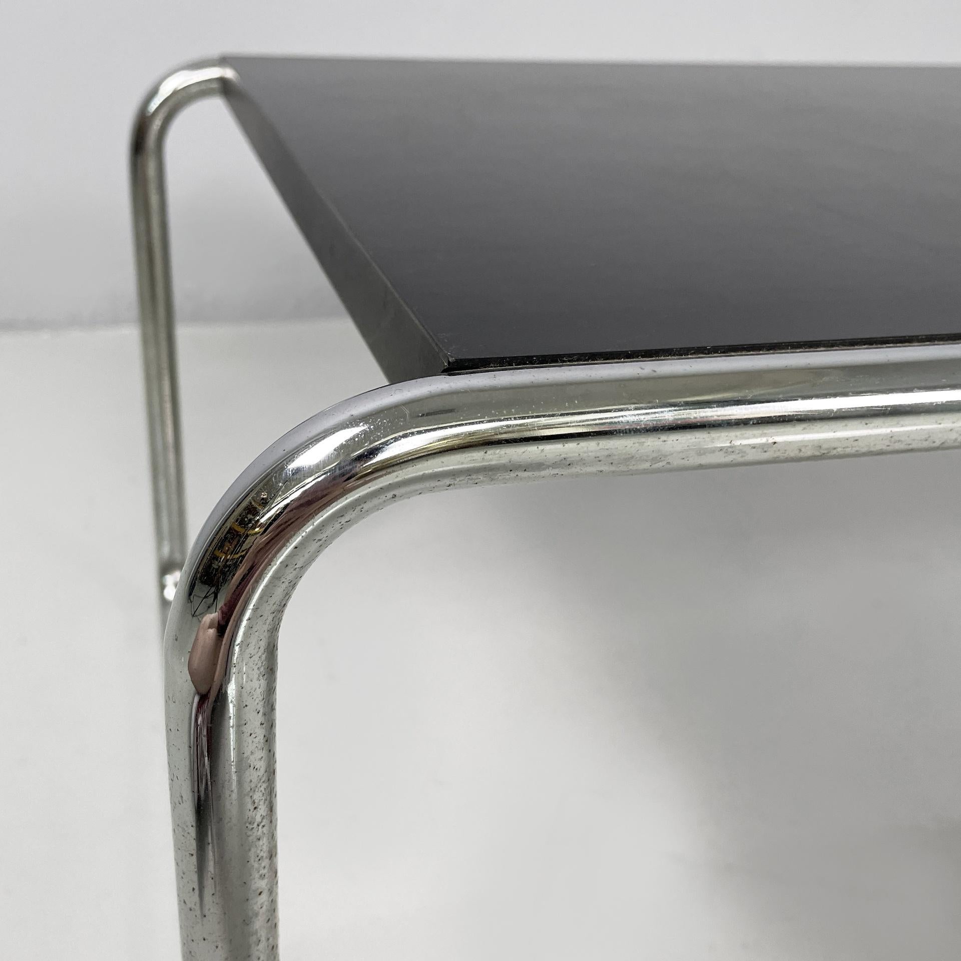 Italian modern black wood steel coffee table Laccio Marcel Breuer Gavina, 1970s For Sale 1
