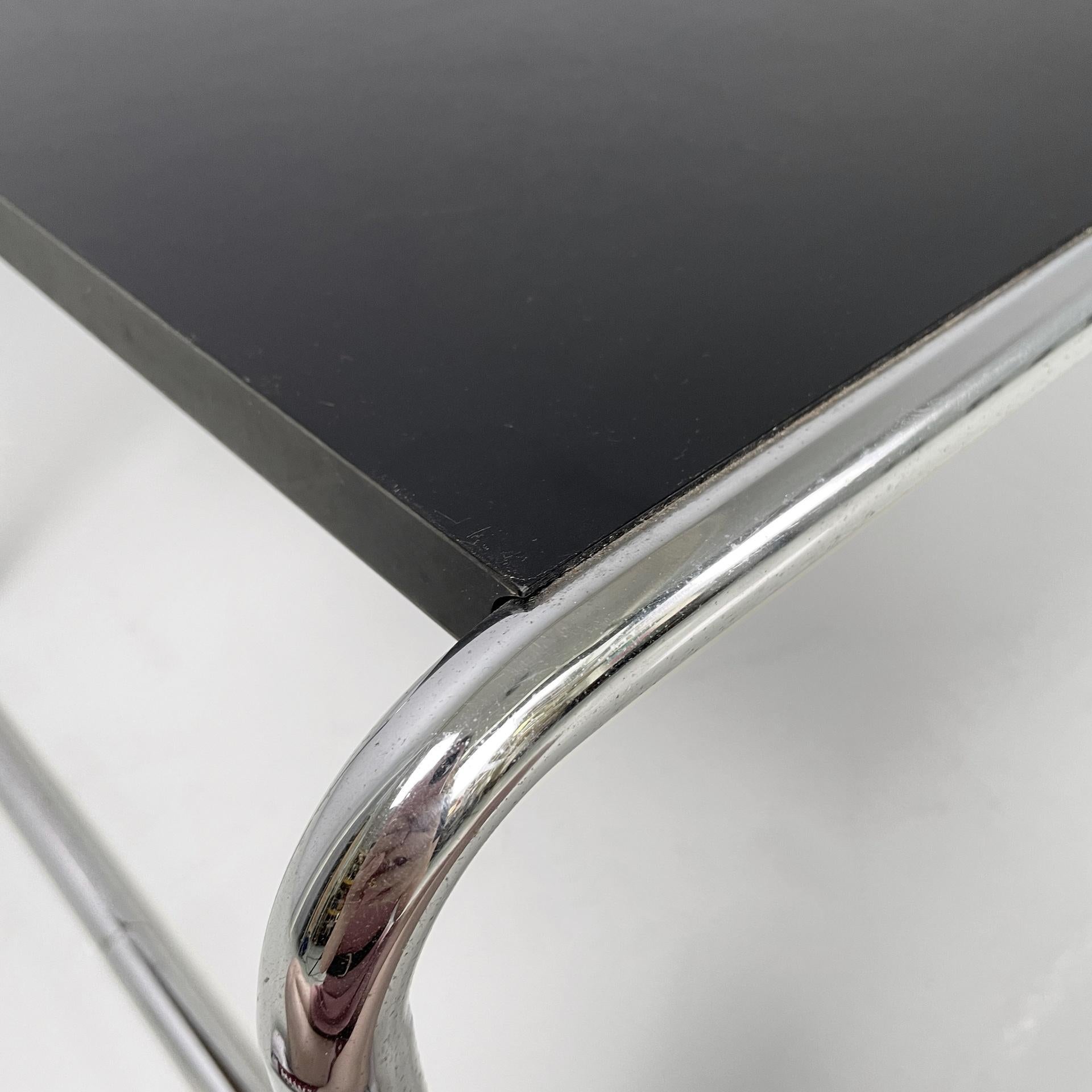 Italian modern black wood steel coffee table Laccio Marcel Breuer Gavina, 1970s For Sale 2