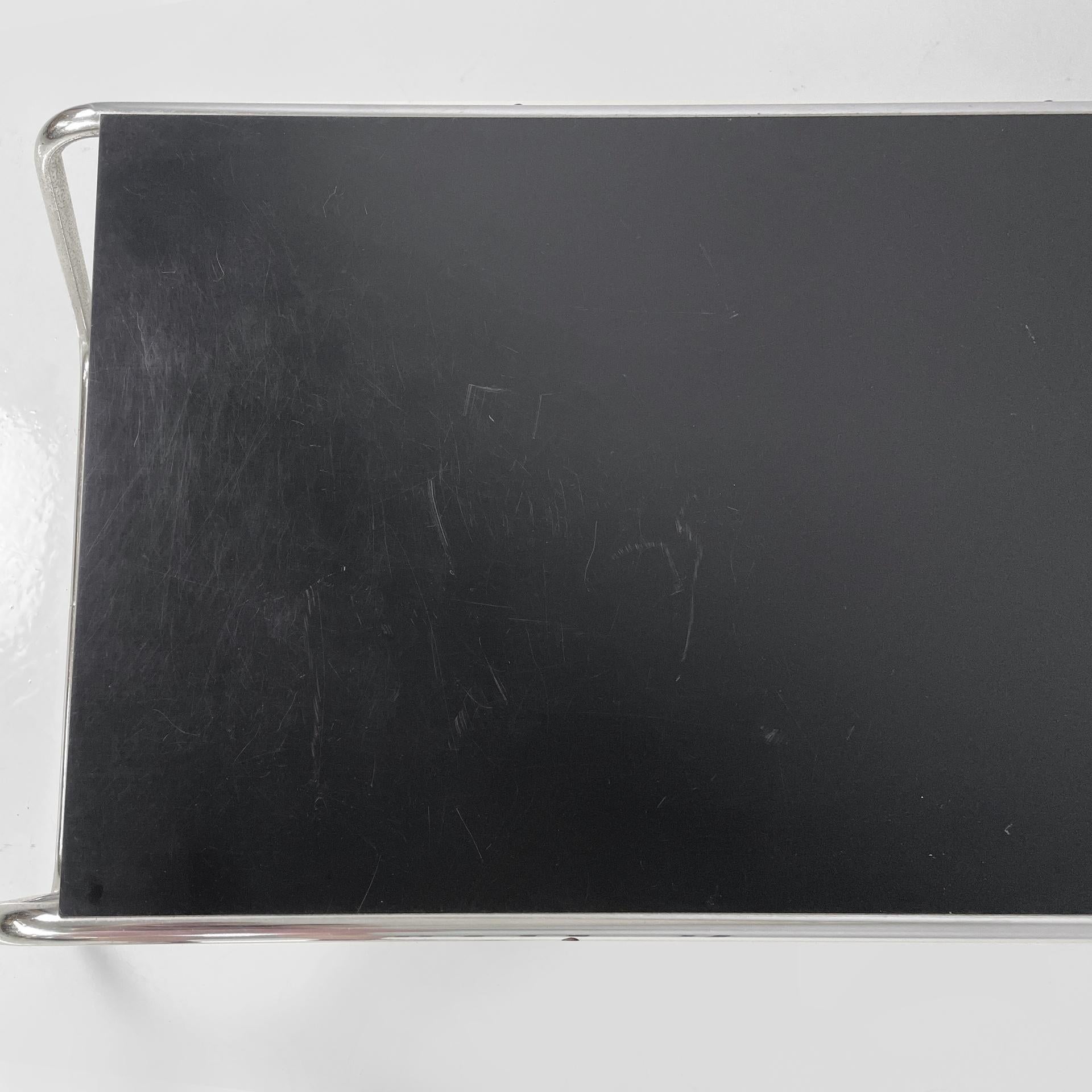 Italian modern black wood steel coffee table Laccio Marcel Breuer Gavina, 1970s For Sale 3