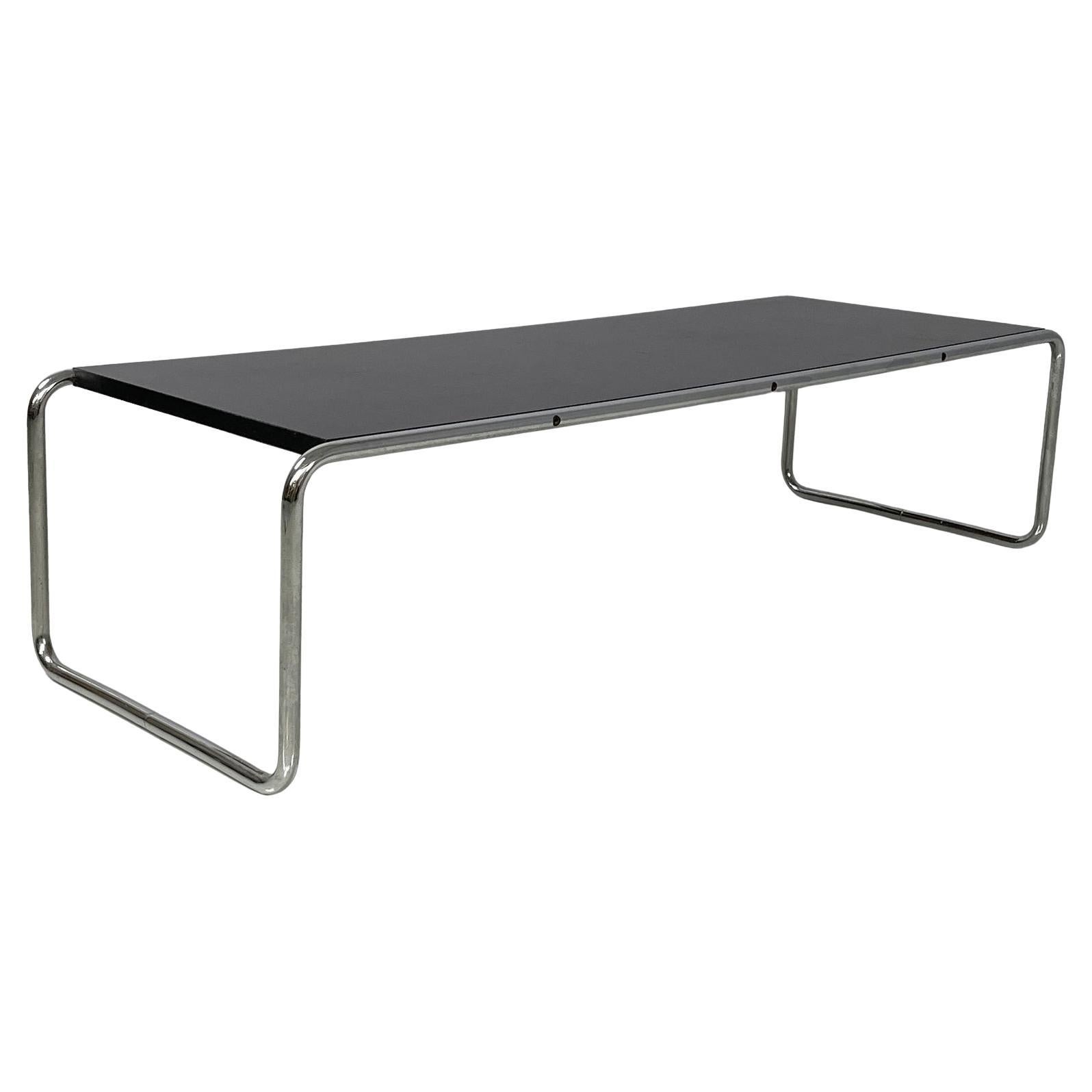 Italian modern black wood steel coffee table Laccio Marcel Breuer Gavina, 1970s For Sale