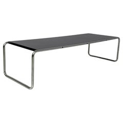 Italienischer moderner schwarzer Holz-Stahl Couchtisch Laccio Marcel Breuer Gavina, 1970er Jahre