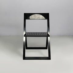 Italian modern black wooden folding chairs, 1980s