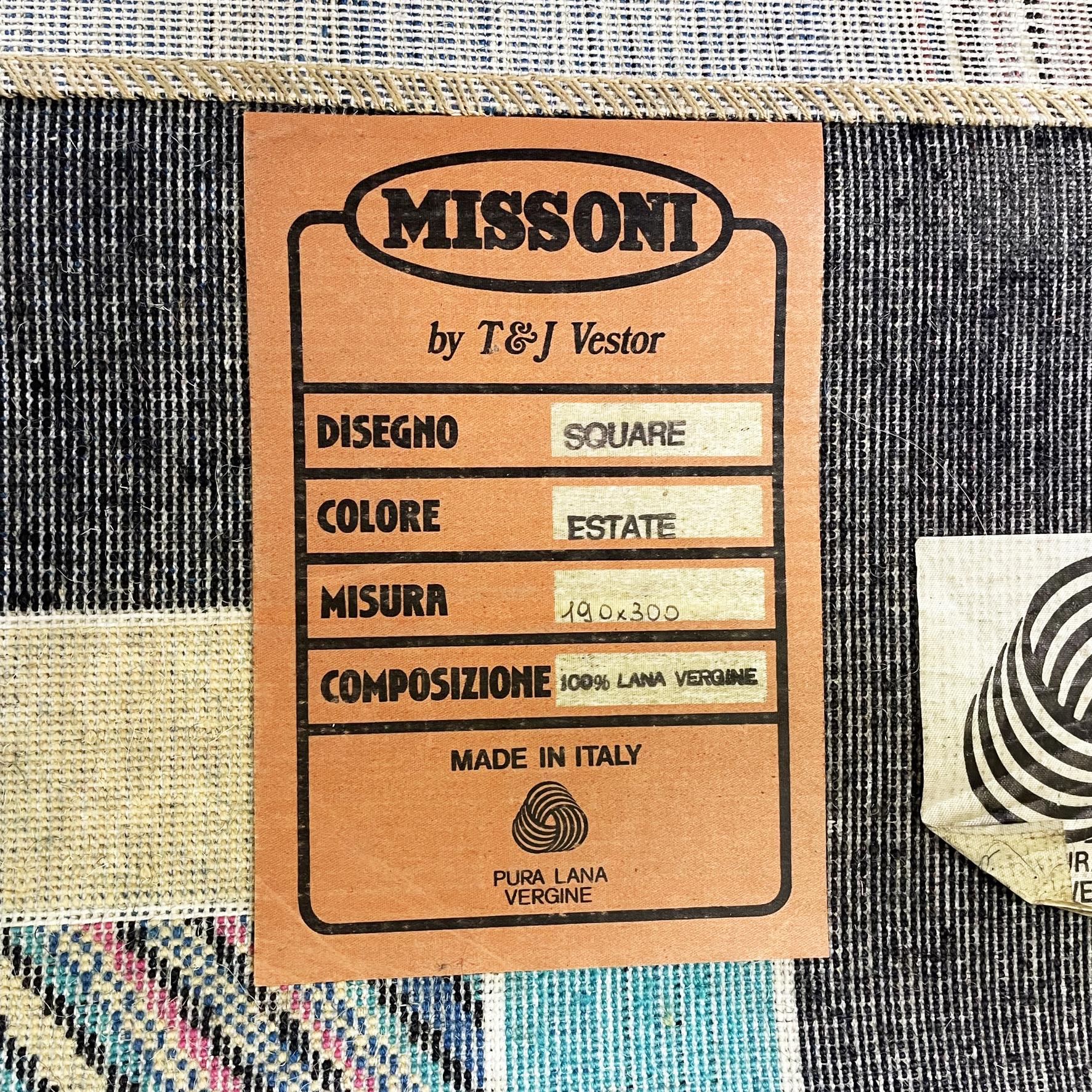 Tapis rectangulaire moderne italien en laine noire par Missoni, années 1990 en vente 5