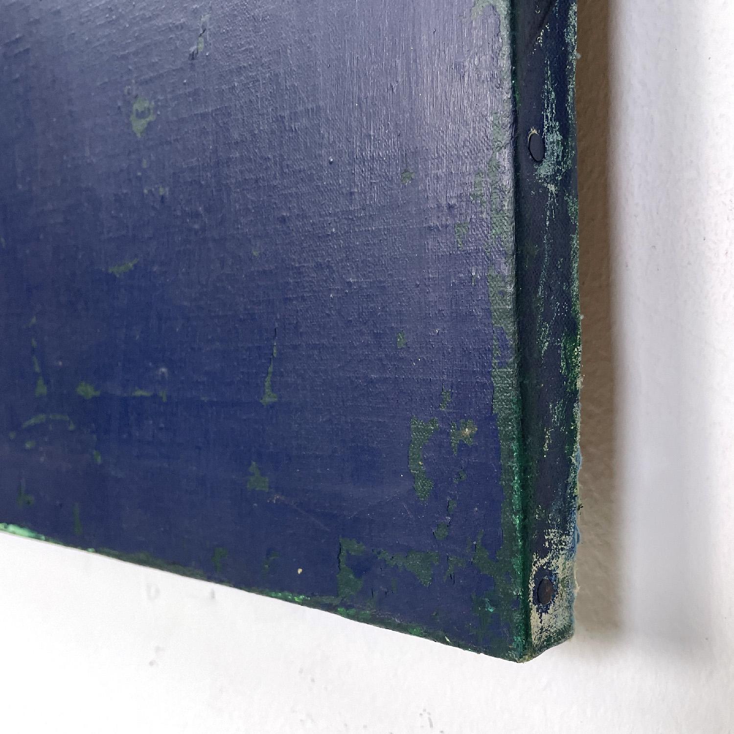 Italian modern blue and green acrylic painting by Domenico Messana, 1972 For Sale 5
