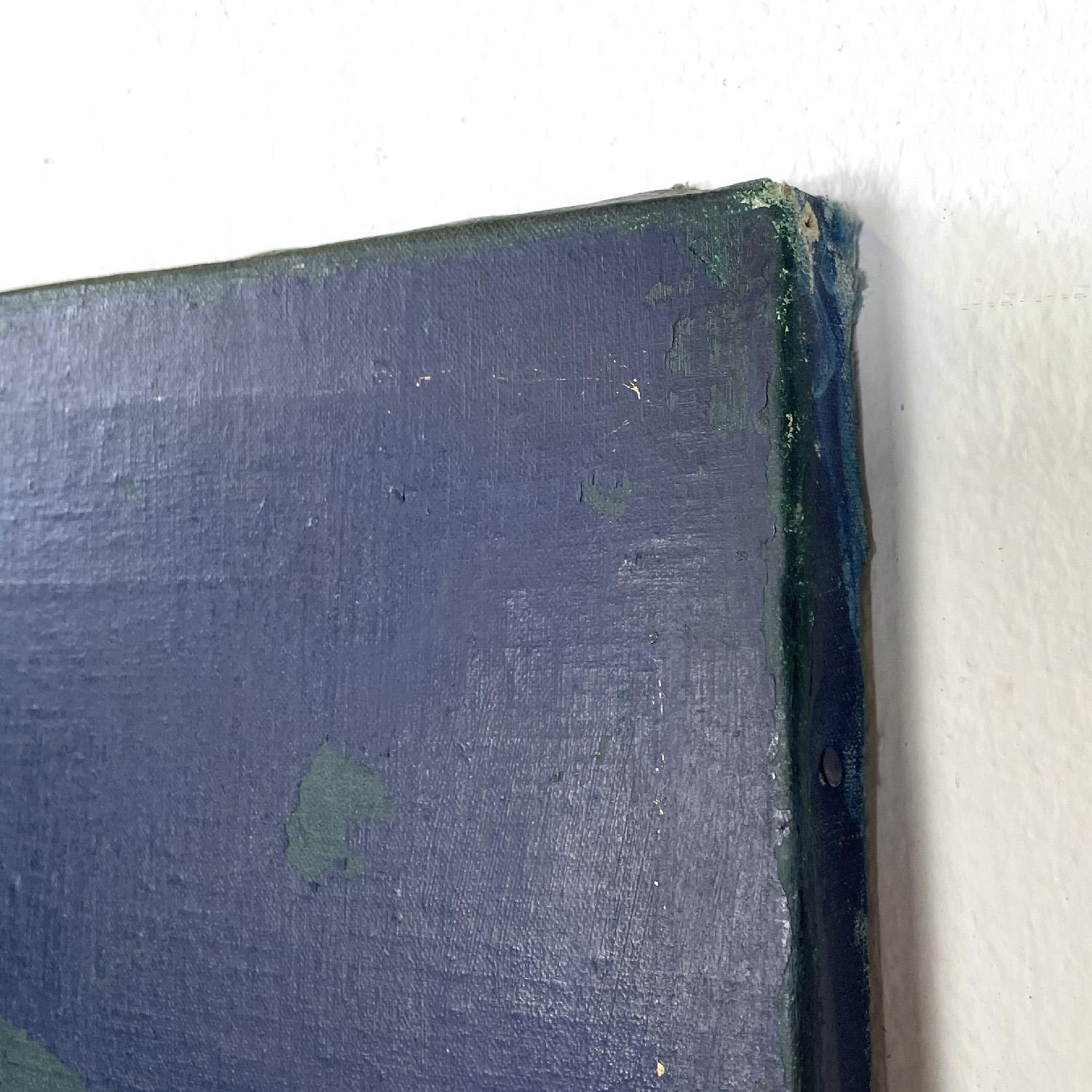 Italian modern blue and green acrylic painting by Domenico Messana, 1972 4