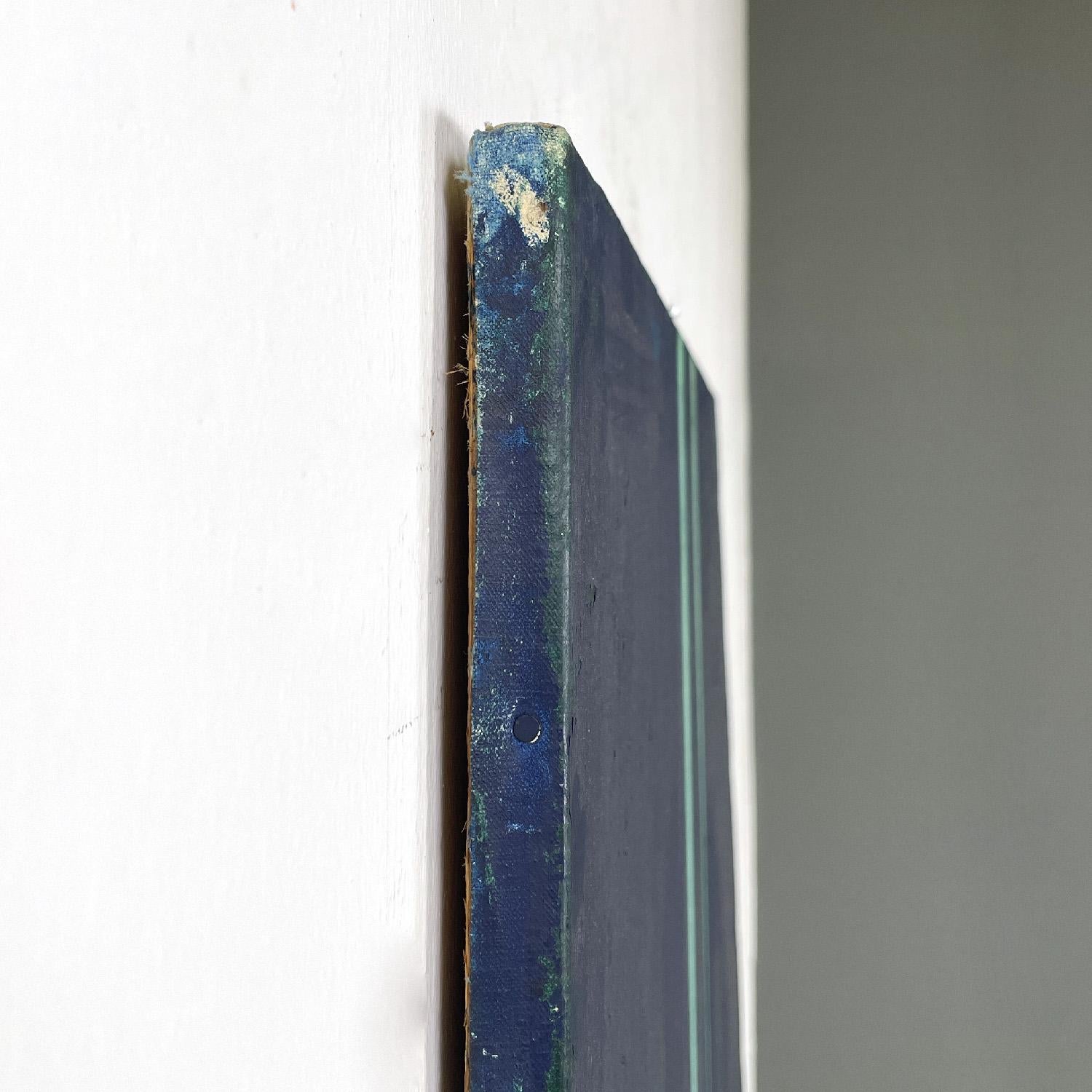 Italiano Italian modern blue and green acrylic painting by Domenico Messana, 1972