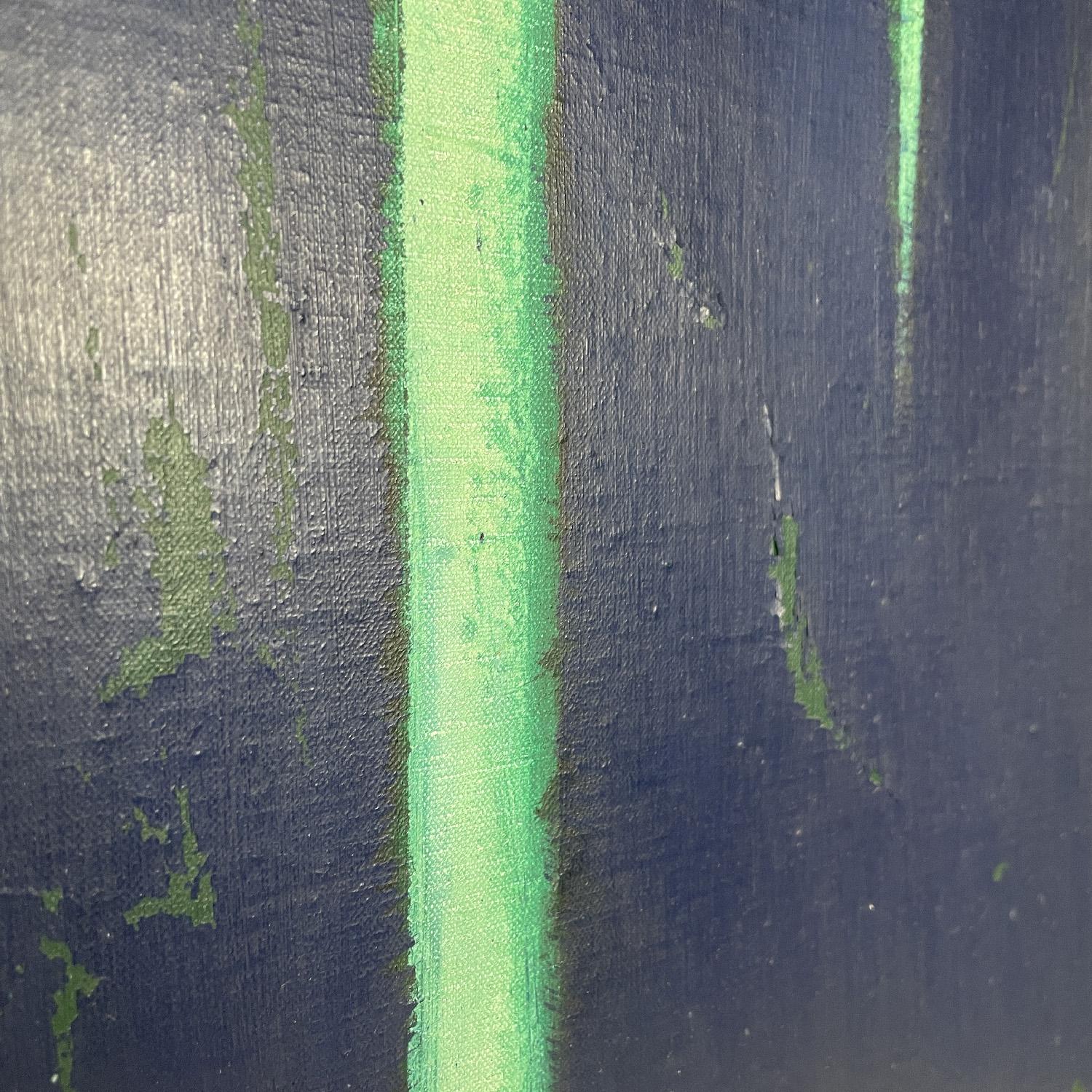 Fine XX secolo Italian modern blue and green acrylic painting by Domenico Messana, 1972