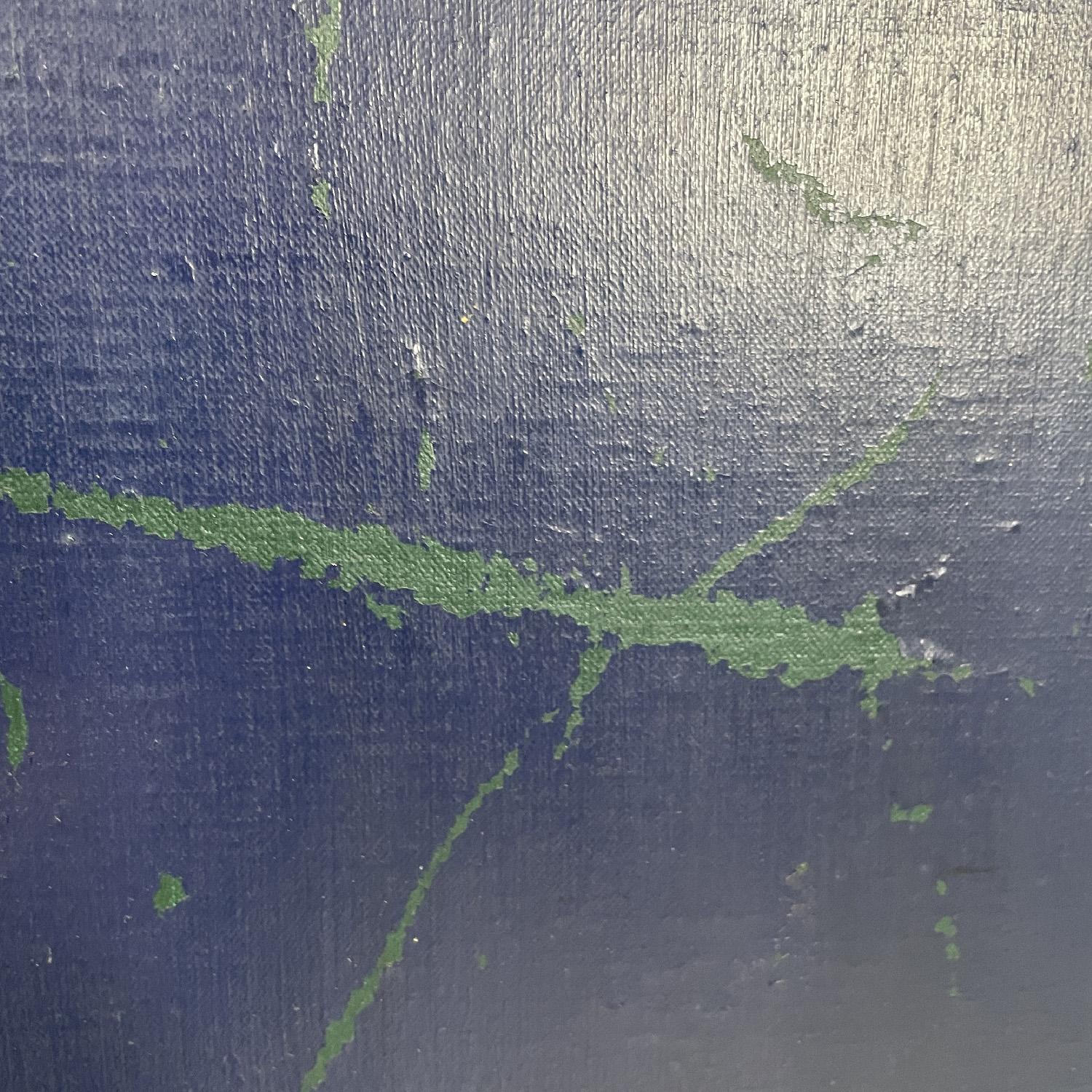 Italian modern blue and green acrylic painting by Domenico Messana, 1972 1