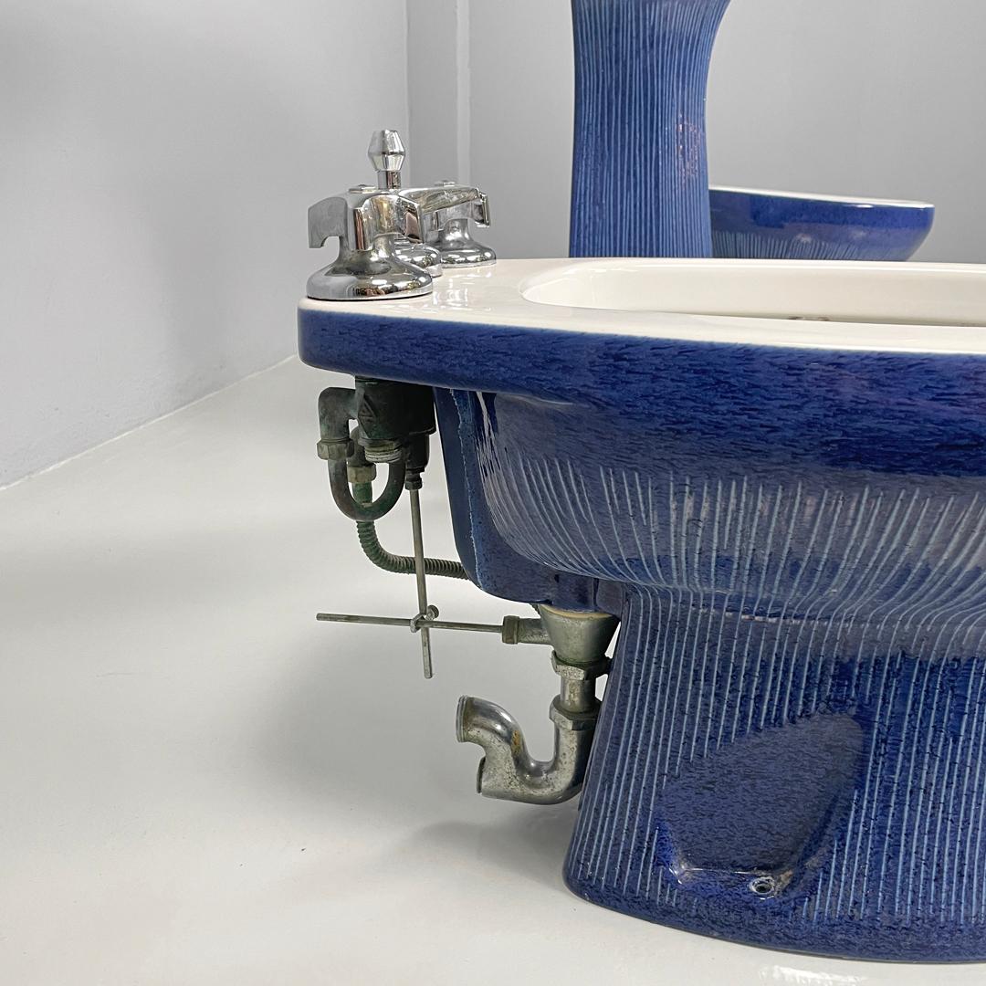 Sanitarios modernos italianos azules Gardena Antonia Campi Richard Ginori Años 70 en venta 7