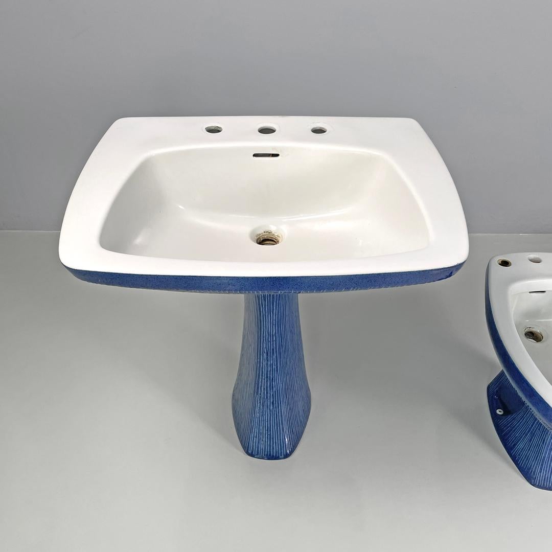 Italienische moderne blaue Badarmaturen, Gardena Antonia Campi Richard Ginori 1970er Jahre (Ende des 20. Jahrhunderts) im Angebot