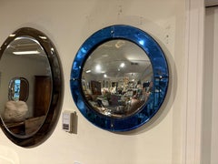 Italian Modern Blue Beveled Convex Mirror