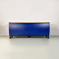 Italian Modern Blue Black Solid Wood Sideboard by Umberto Asnago, Giorgetti 1982