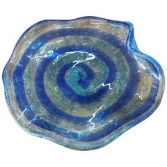 Italian Modern Blue Blown Glass Plate