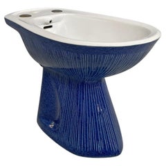 Bidet moderno italiano in ceramica blu di Antonia Campi per Richard Ginori, anni '70