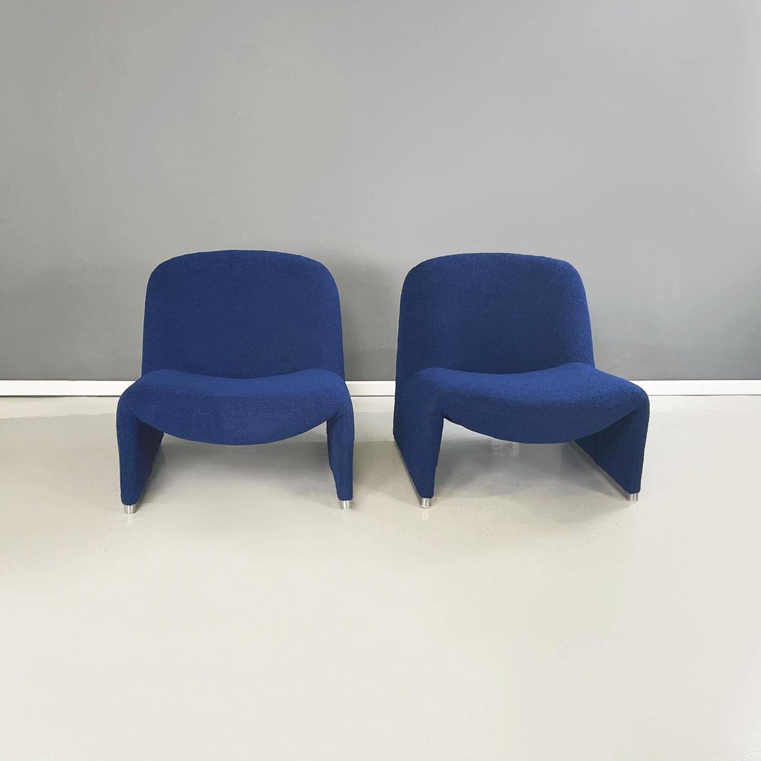 Modern Italian modern Blue fabric Armchairs Alky by Piretti for Anonima Castelli, 1970s For Sale