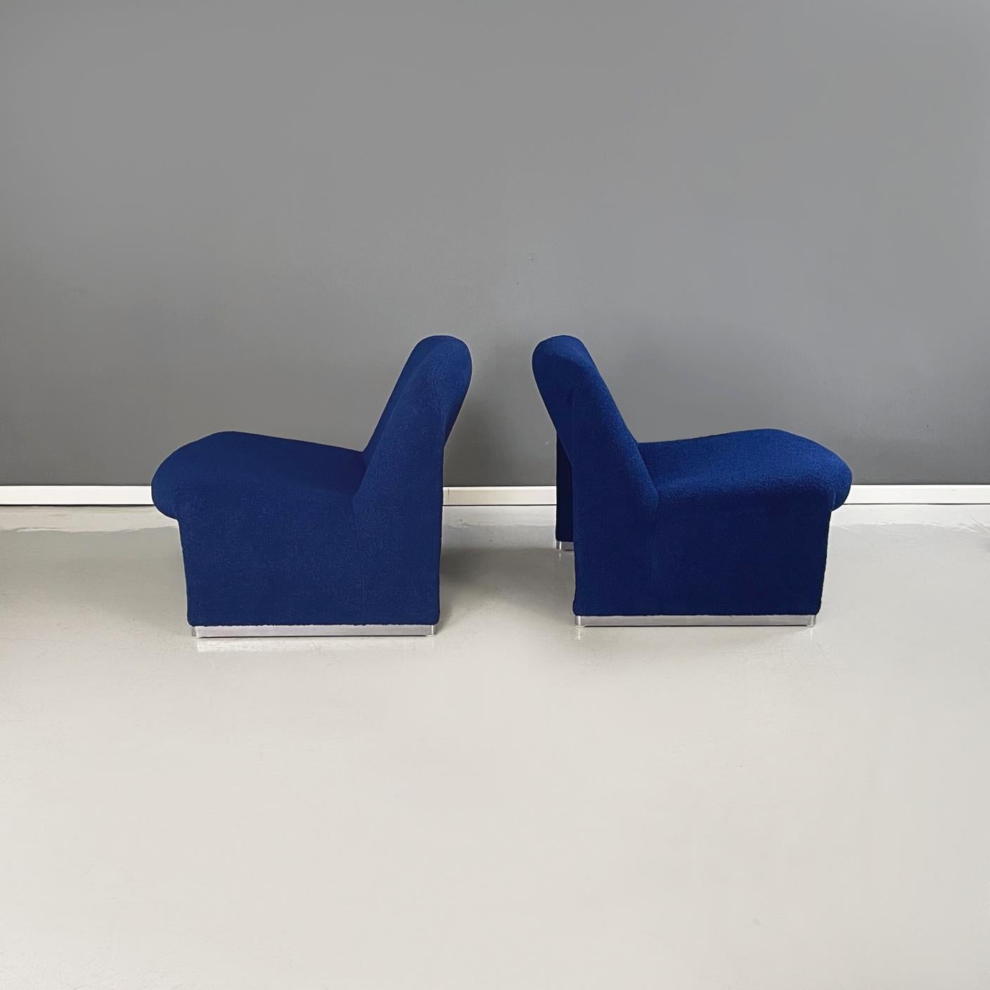 Italian modern Blue fabric Armchairs Alky by Piretti for Anonima Castelli, 1970s In Good Condition For Sale In MIlano, IT