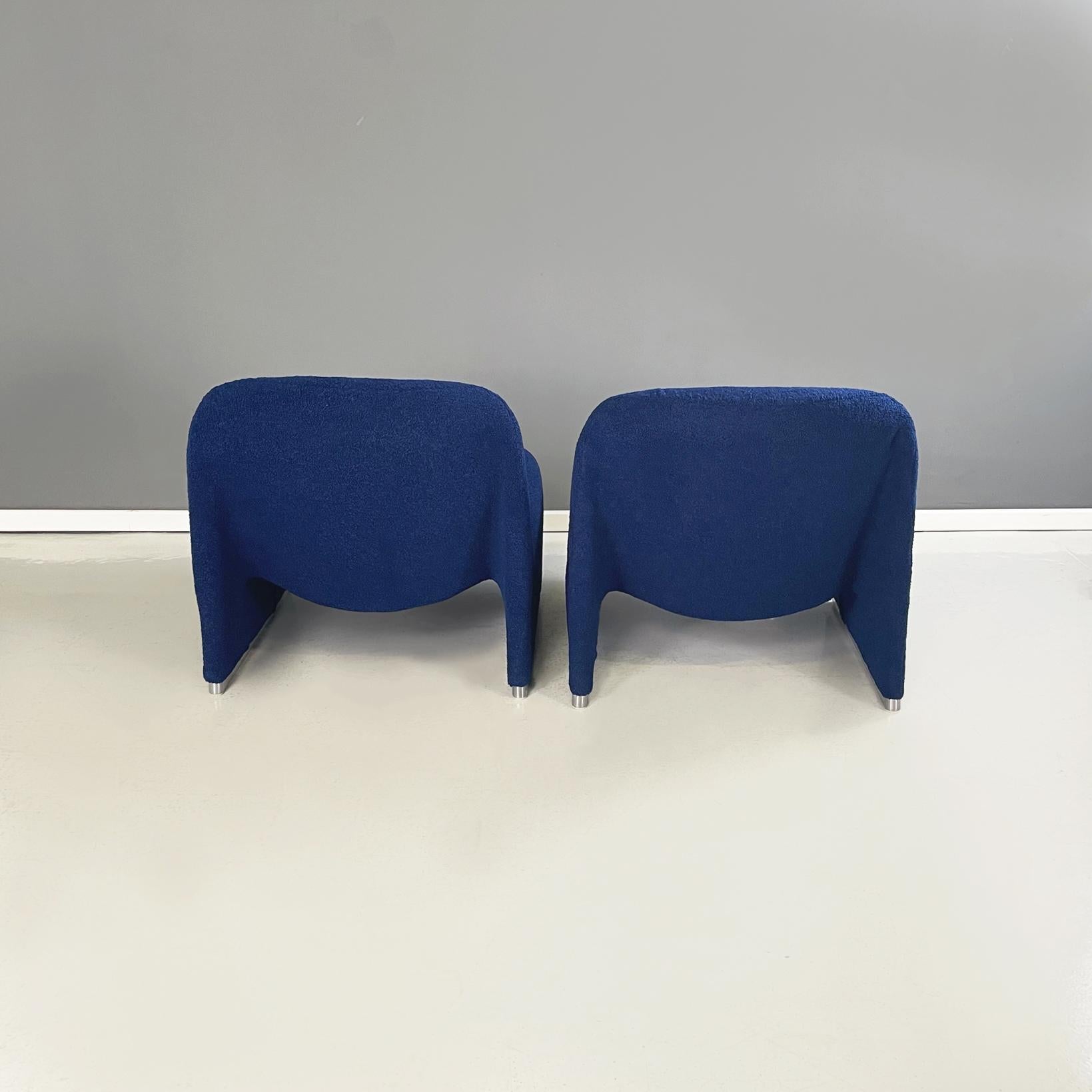 Late 20th Century Italian modern Blue fabric Armchairs Alky by Piretti for Anonima Castelli, 1970s For Sale