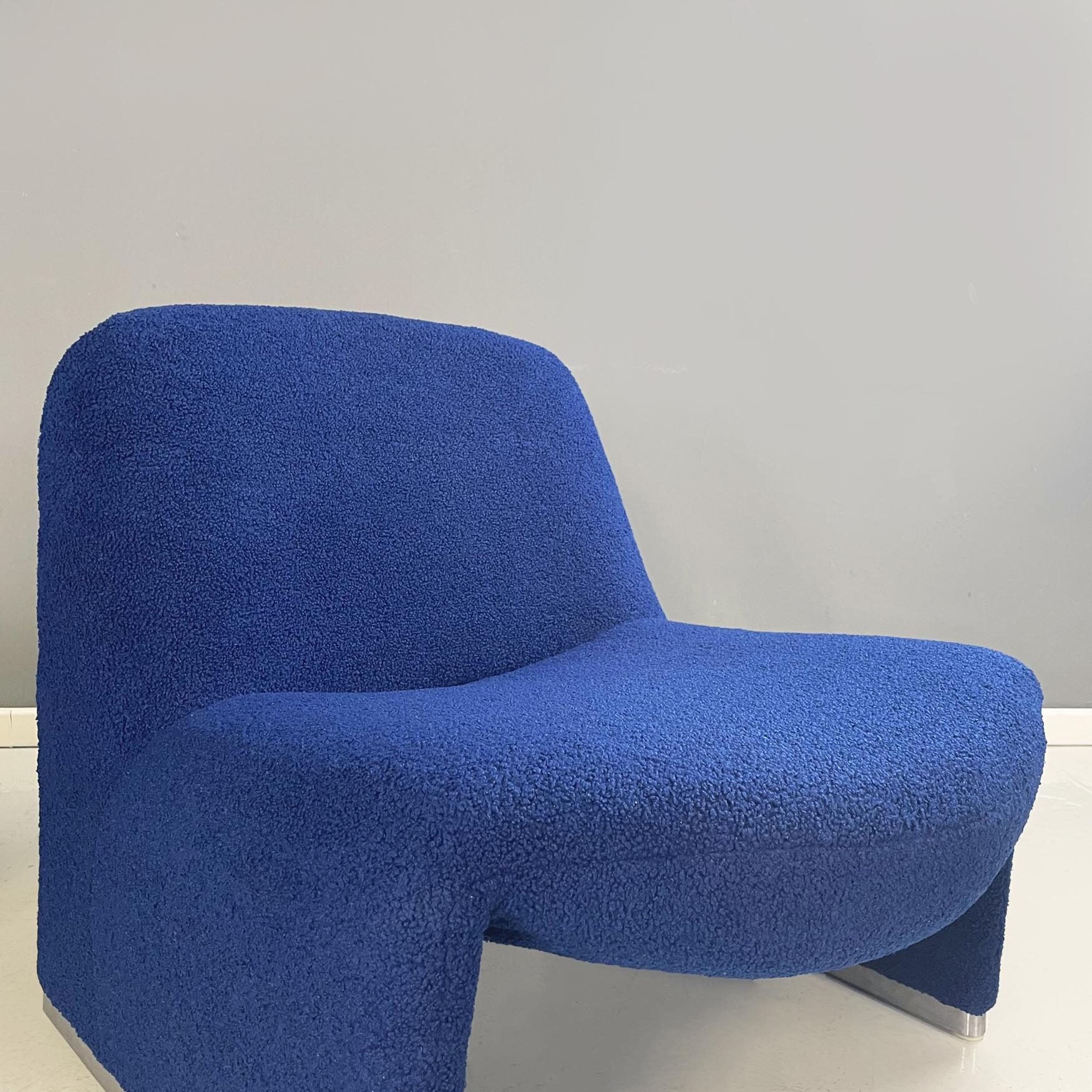 Aluminum Italian modern Blue fabric Armchairs Alky by Piretti for Anonima Castelli, 1970s For Sale