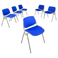 Used Italian modern blue fabric DSC chairs Giancarlo Piretti Anonima Castelli, 1970s