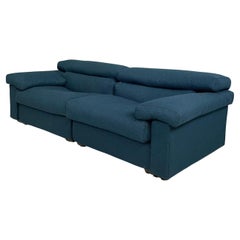 Sofá moderno italiano de tela azul Erasmo de Afra & Tobia Scarpa para B&B, años 70