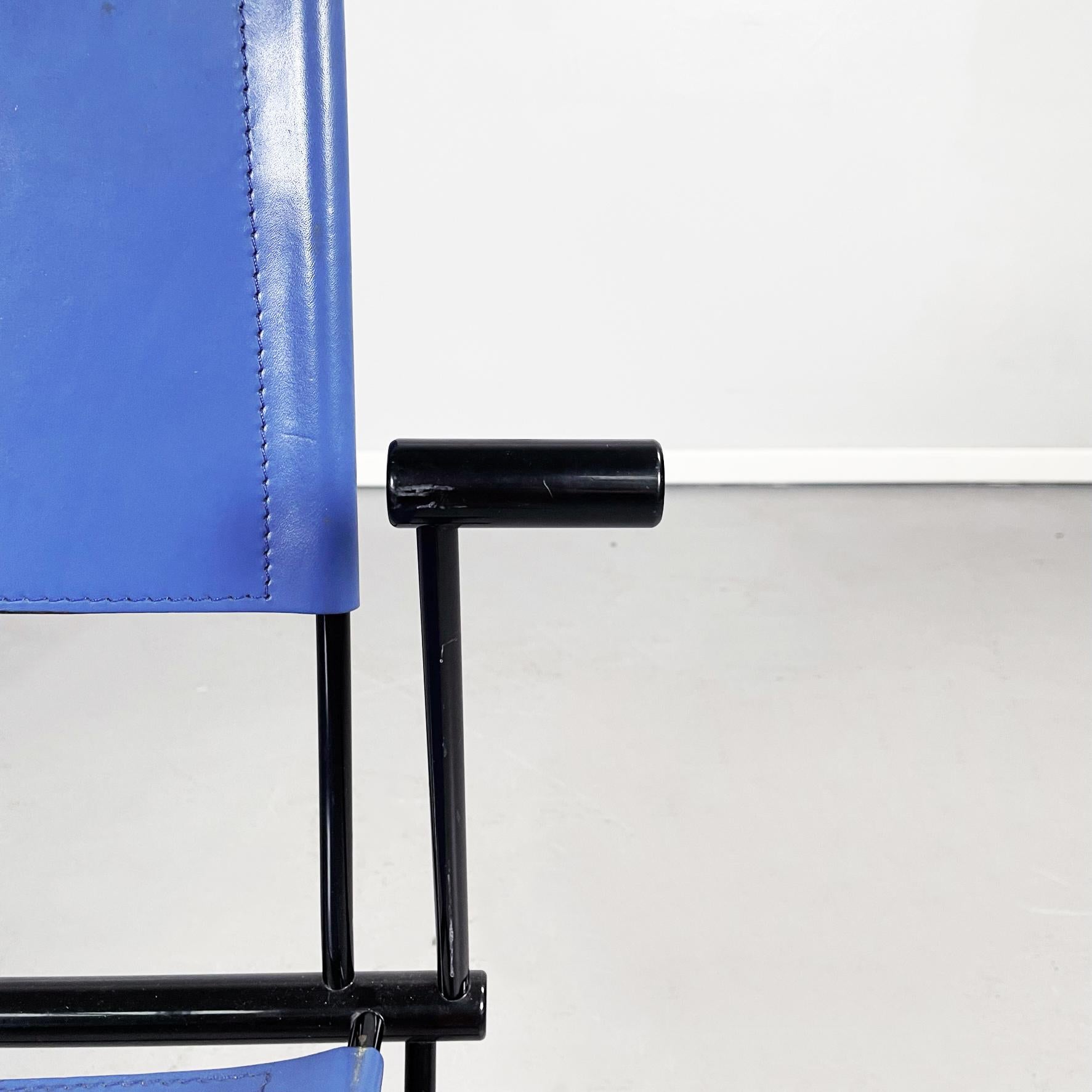 Italian Modern Blue Leather Chairs Ballerina Herbert Ohl Matteo Grassi, 1991 4