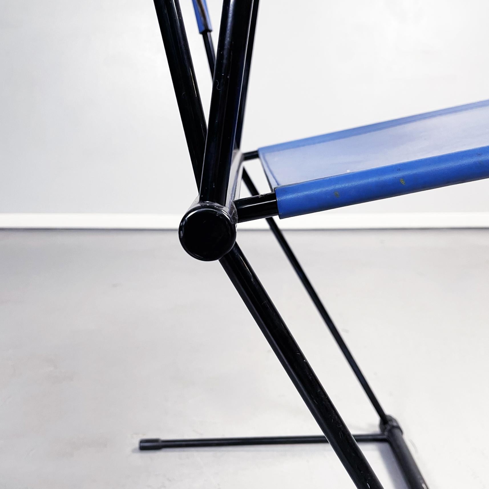 Italian Modern Blue Leather Chairs Ballerina Herbert Ohl Matteo Grassi, 1991 6