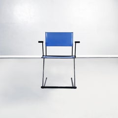 Italian Modern Blue Leather Chairs Ballerina Herbert Ohl Matteo Grassi, 1991