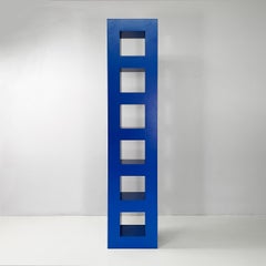 Italian modern blue wood bookcase by Aldo Cibic for Memphis, 1980s