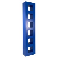 Italian modern blue wood bookcase by Aldo Cibic for Memphis, 1980s