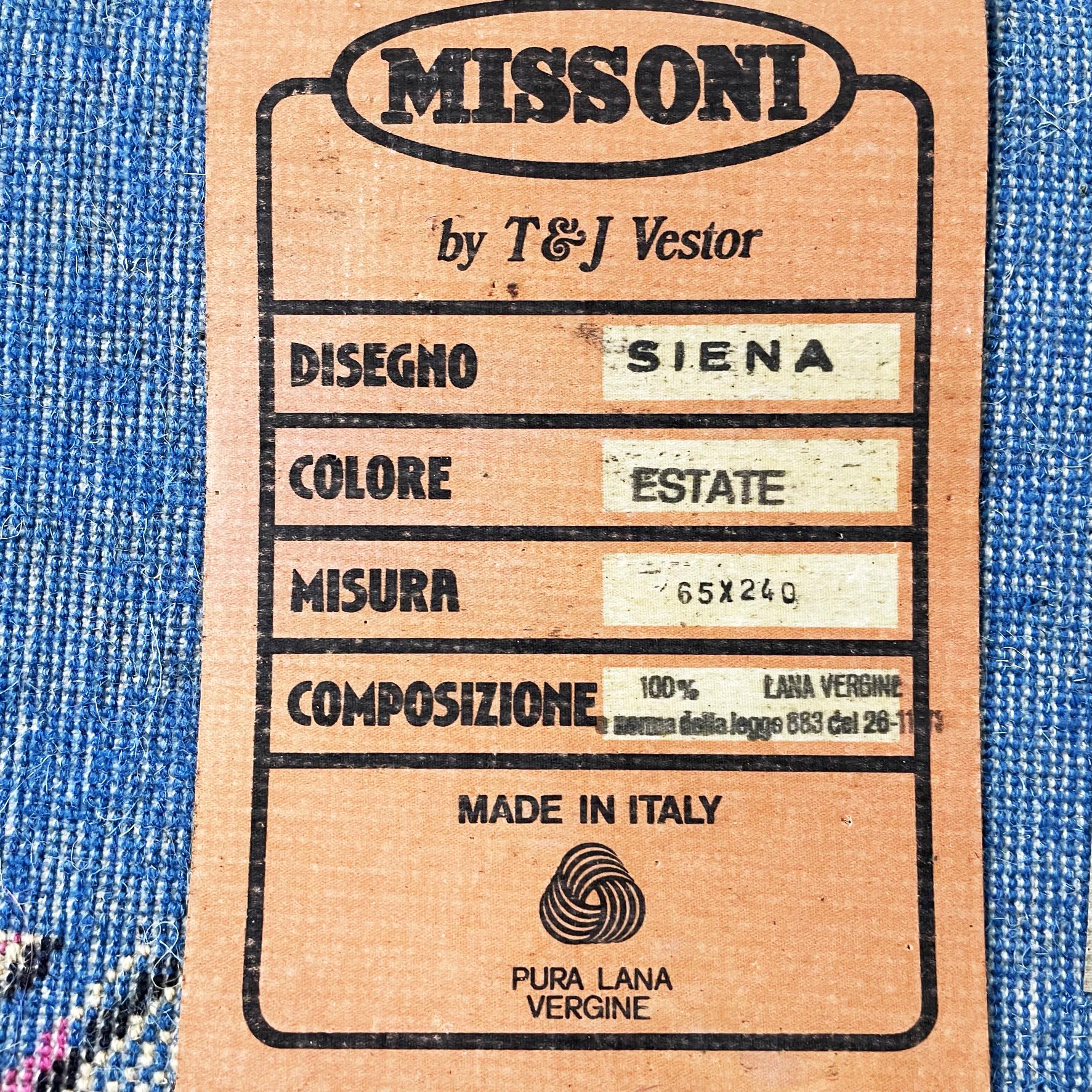 Italian modern blue wool rectangular carpet by Missoni, 1990s For Sale 6
